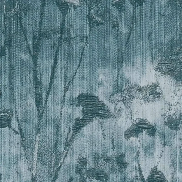 Silhouette Fabric - Kingfisher by blue botanical jacquard fabric from Clarke & Clarke