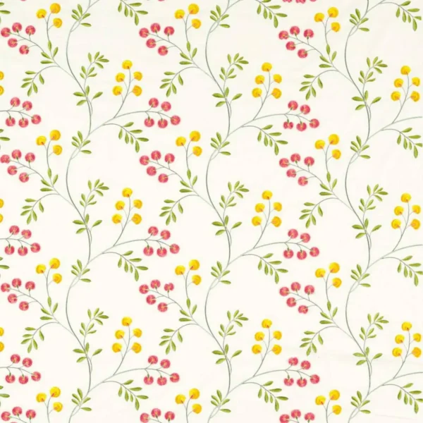 Rochelle Fabric - Summer by green botanical embroideried fabric from Clarke & Clarke