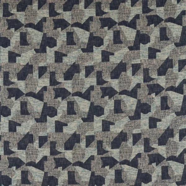 blue geometric woven fabric from Clarke & Clarke