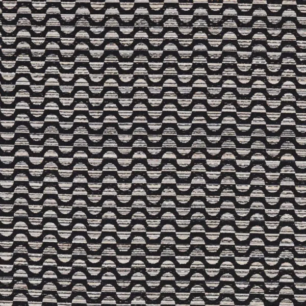 Olav Fabric - Charcoal by black-grey geometric woven fabric from Clarke & Clarke