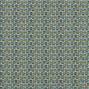 green geometric jacquard fabric from Clarke & Clarke