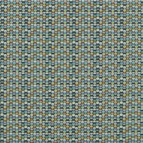 Cosmic Fabric - Multi by green geometric jacquard fabric from Clarke & Clarke