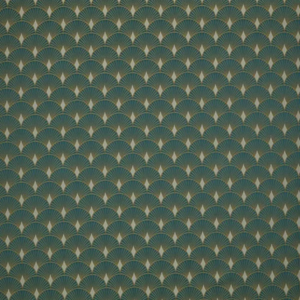 Tamara Fabric - Emerald by green geometric jacquard fabric from Ashley Wilde