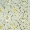 black-grey botanical embroideried fabric from Clarke & Clarke