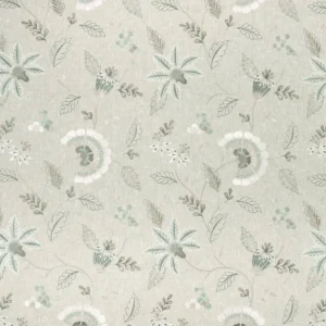 black-grey botanical embroideried fabric from Clarke & Clarke