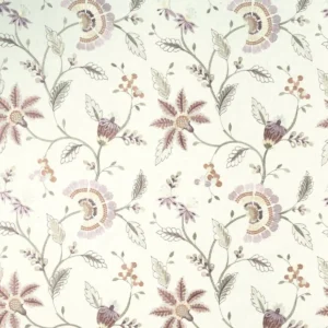 multicolour botanical embroideried fabric from Clarke & Clarke