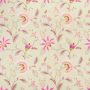 multicolour botanical embroideried fabric from Clarke & Clarke