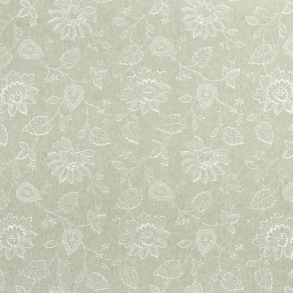 black-grey botanical embroideried fabric from Clarke & Clarke