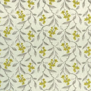 black-grey botanical embroideried fabric from Clarke & Clarke