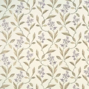 brown botanical embroideried fabric from Clarke & Clarke