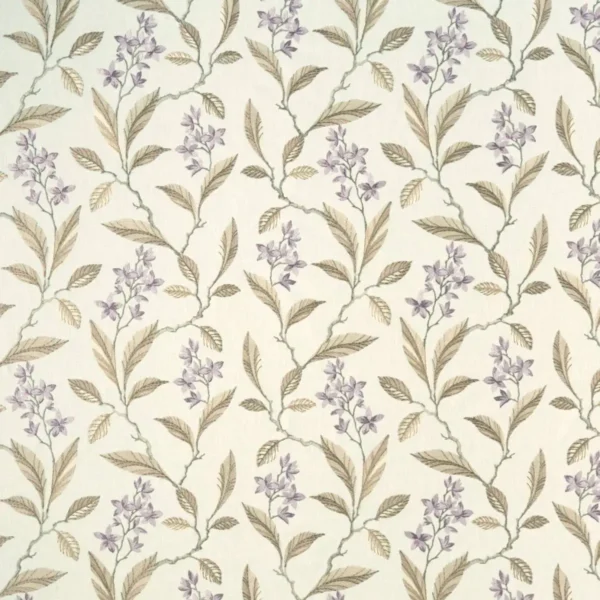brown botanical embroideried fabric from Clarke & Clarke