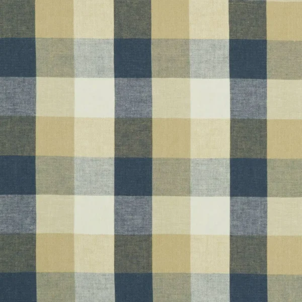 Austin Check Fabric - Midnight by blue checked jacquard fabric from Clarke & Clarke