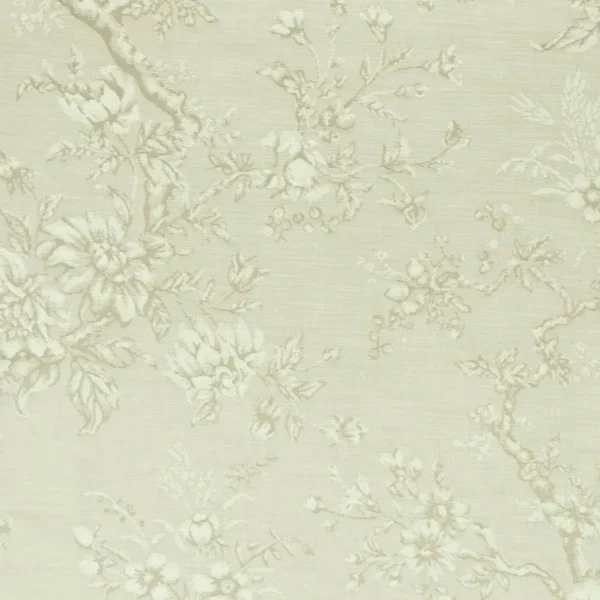 Simone Fabric - Linen by black-grey botanical jacquard fabric from Clarke & Clarke
