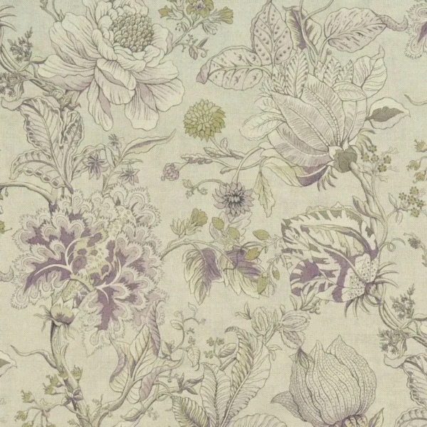 Sissinghurst Fabric - Heather / Olive by black-grey botanical jacquard fabric from Clarke & Clarke