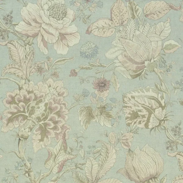 Sissinghurst Fabric - Mineral / Blush by blue botanical jacquard fabric from Clarke & Clarke