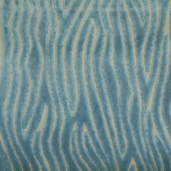 Onda Fabric - Aqua by blue striped velvet-chenille fabric from Clarke & Clarke