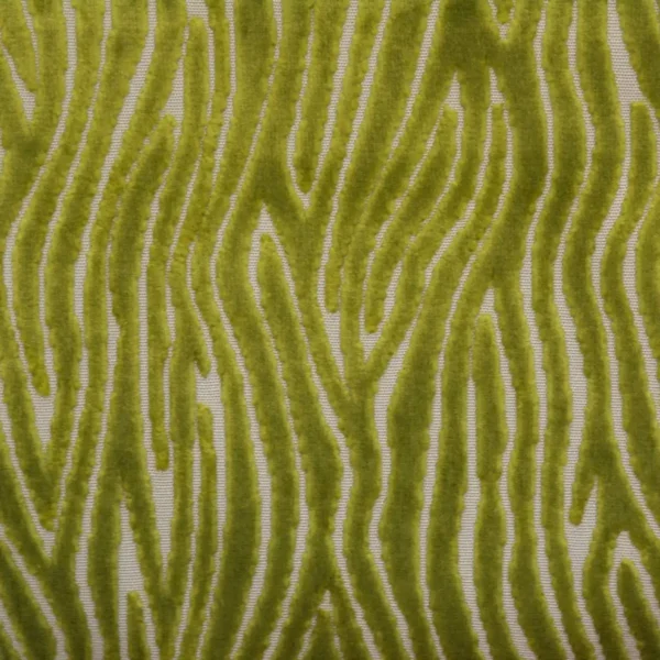 Onda Fabric - Citrus by green striped velvet-chenille fabric from Clarke & Clarke