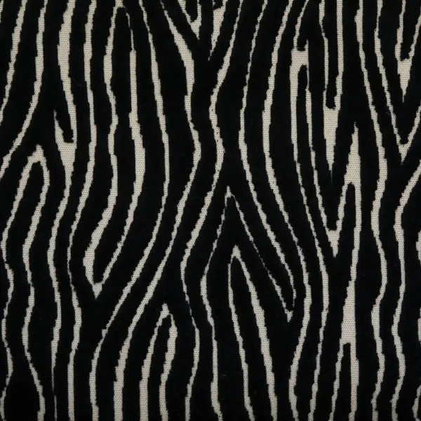 Onda Fabric - Ebony by black-grey striped velvet-chenille fabric from Clarke & Clarke