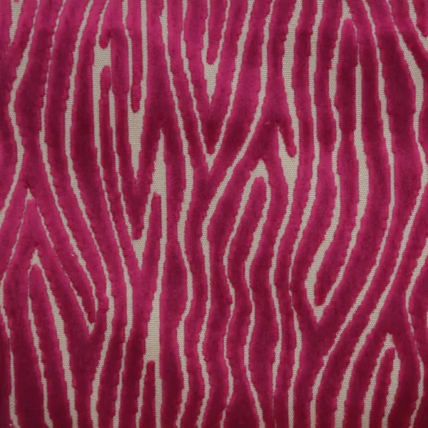 Onda Fabric - Fuchsia by pink striped velvet-chenille fabric from Clarke & Clarke