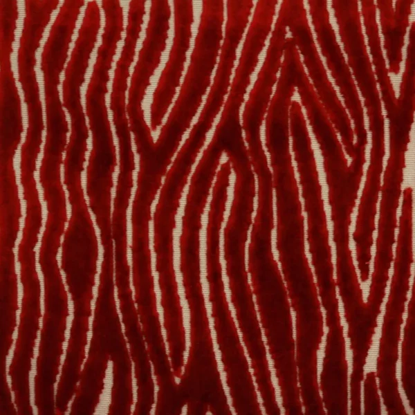 Onda Fabric - Rouge by red striped velvet-chenille fabric from Clarke & Clarke