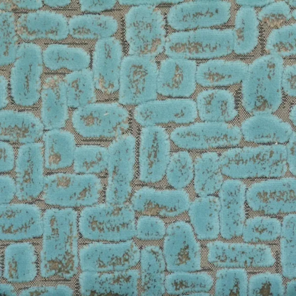 Moda Fabric - Aqua by blue spotted velvet-chenille fabric from Clarke & Clarke