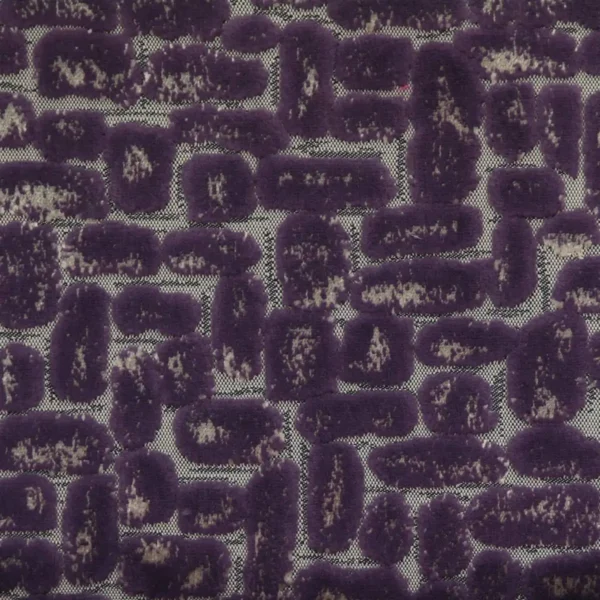 Moda Fabric - Damson by purple spotted velvet-chenille fabric from Clarke & Clarke