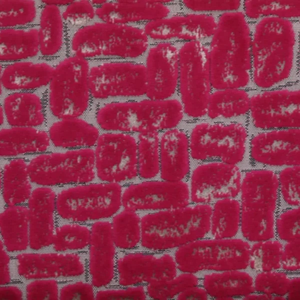 Moda Fabric - Fuchsia by pink spotted velvet-chenille fabric from Clarke & Clarke