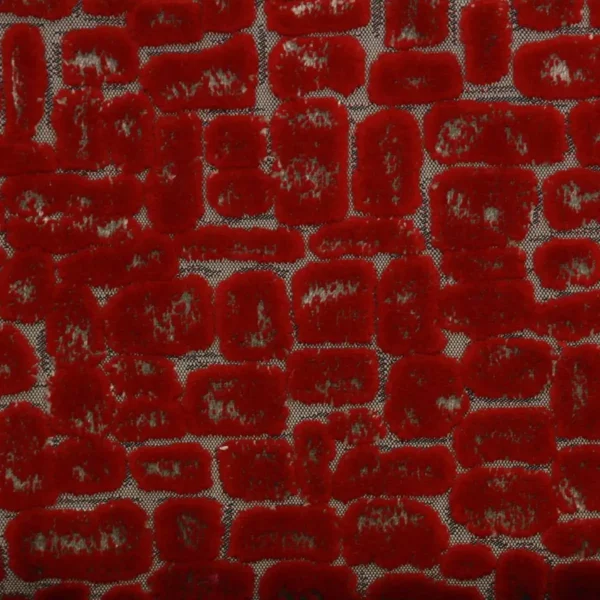 Moda Fabric - Rouge by red spotted velvet-chenille fabric from Clarke & Clarke