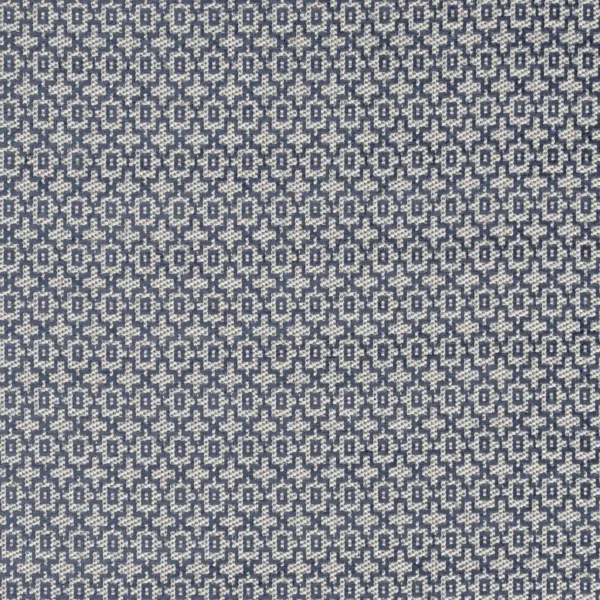 Mansour Fabric - Indigo by blue geometric jacquard fabric from Clarke & Clarke