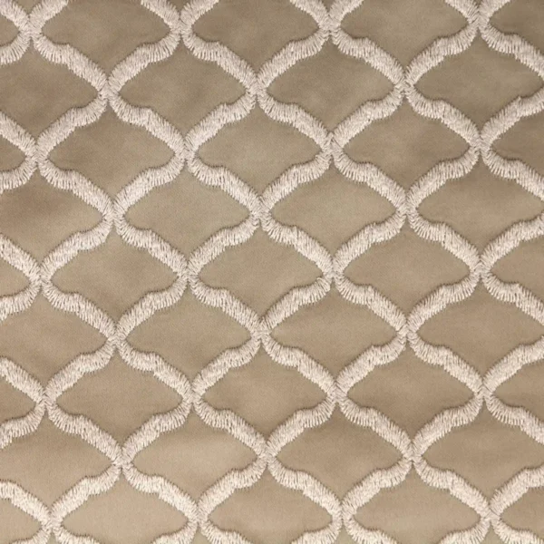 Reggio Fabric - Linen by neutral geometric embroideried fabric from Clarke & Clarke
