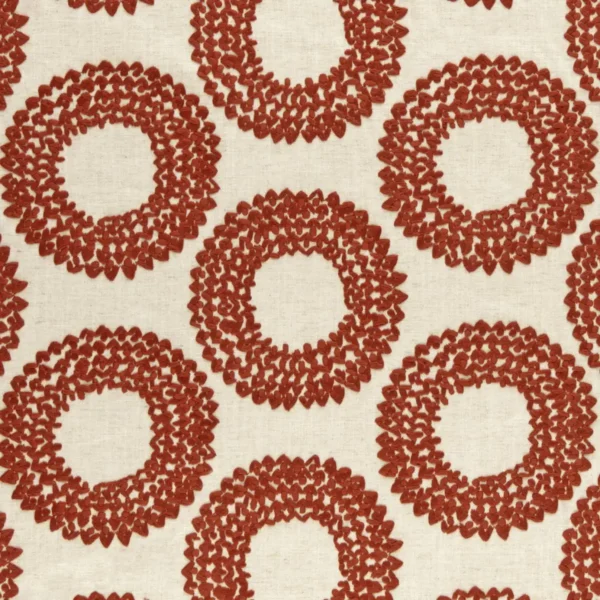 Dashiki Fabric - Cinnabar by orange spotted embroideried fabric from Clarke & Clarke