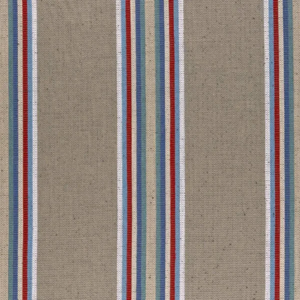 Imani Fabric - Indigo / Red by blue striped woven fabric from Clarke & Clarke