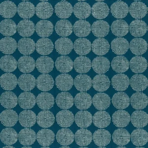blue geometric embroideried fabric from Clarke & Clarke