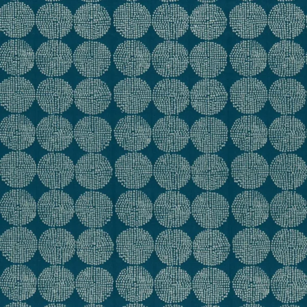 Kiko Fabric - Aqua by blue geometric embroideried fabric from Clarke & Clarke