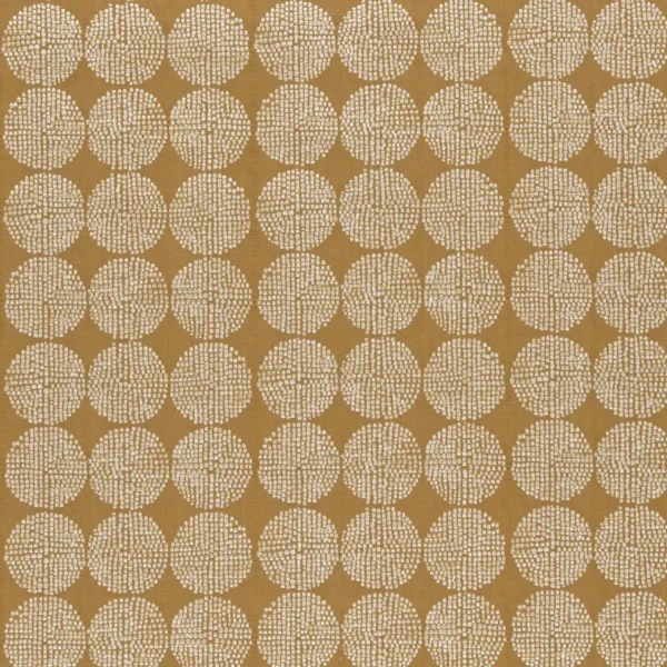 Kiko Fabric - Cinnamon by yellow geometric embroideried fabric from Clarke & Clarke
