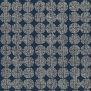 blue geometric embroideried fabric from Clarke & Clarke