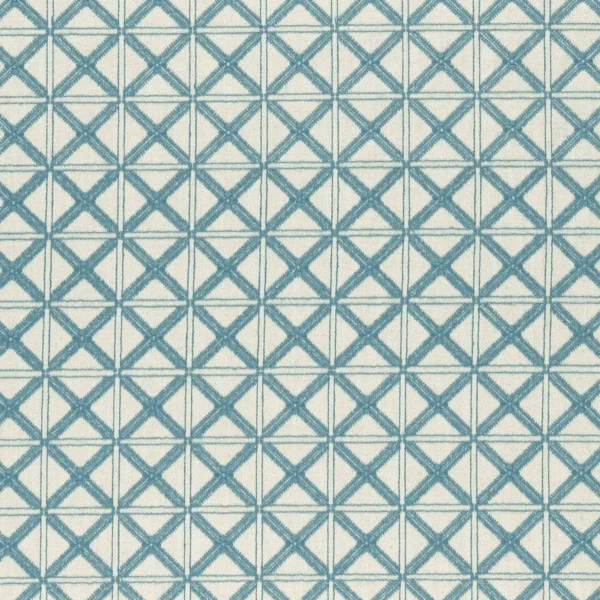 Makenzi Fabric - Aqua by blue geometric embroideried fabric from Clarke & Clarke