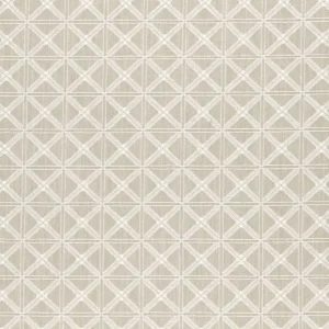 neutral geometric embroideried fabric from Clarke & Clarke