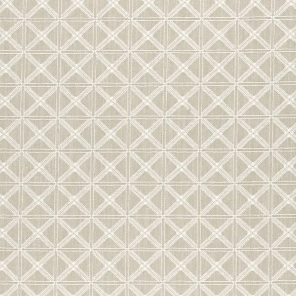 Makenzi Fabric - Natural by neutral geometric embroideried fabric from Clarke & Clarke
