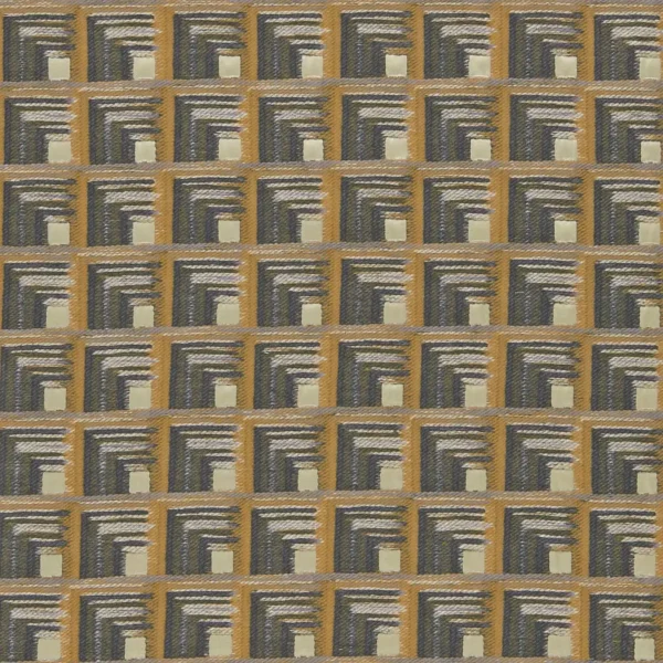 Oni Fabric - Charcoal / Cinnamon by brown geometric woven fabric from Clarke & Clarke