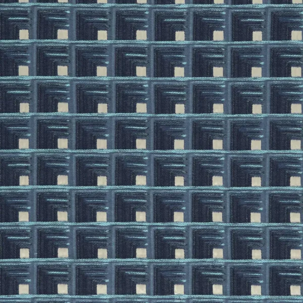 Oni Fabric - Indigo by blue geometric woven fabric from Clarke & Clarke