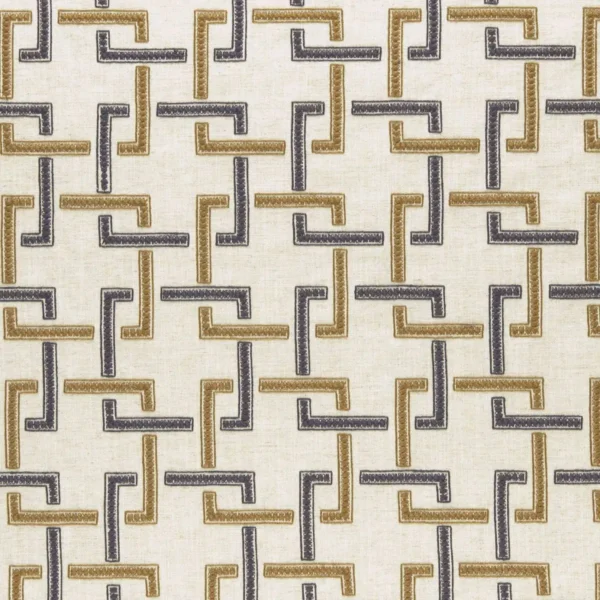 Sekai Fabric - Charcoal / Cinnamon by neutral geometric embroideried fabric from Clarke & Clarke