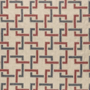blue contemporary embroideried fabric from Clarke & Clarke