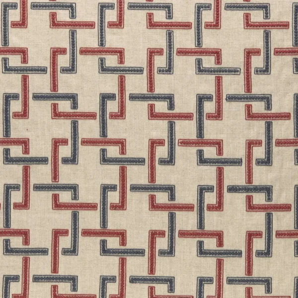 blue contemporary embroideried fabric from Clarke & Clarke