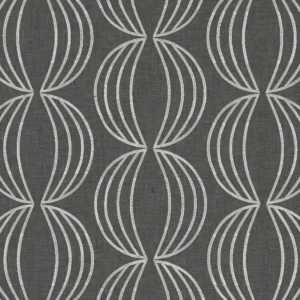 black-grey geometric embroideried fabric from Clarke & Clarke