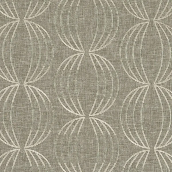 Carraway Fabric - Mocha by black-grey geometric embroideried fabric from Clarke & Clarke