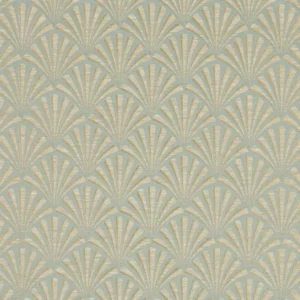 green geometric jacquard fabric from Clarke & Clarke