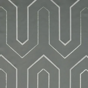 black-grey geometric embroideried fabric from Clarke & Clarke