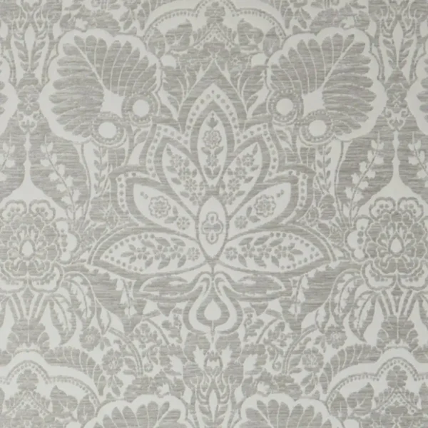 Waldorf Fabric - Silver by black-grey botanical jacquard fabric from Clarke & Clarke