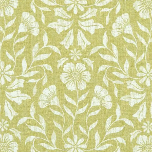 Berkeley Fabric - Citron by green botanical jacquard fabric from Clarke & Clarke